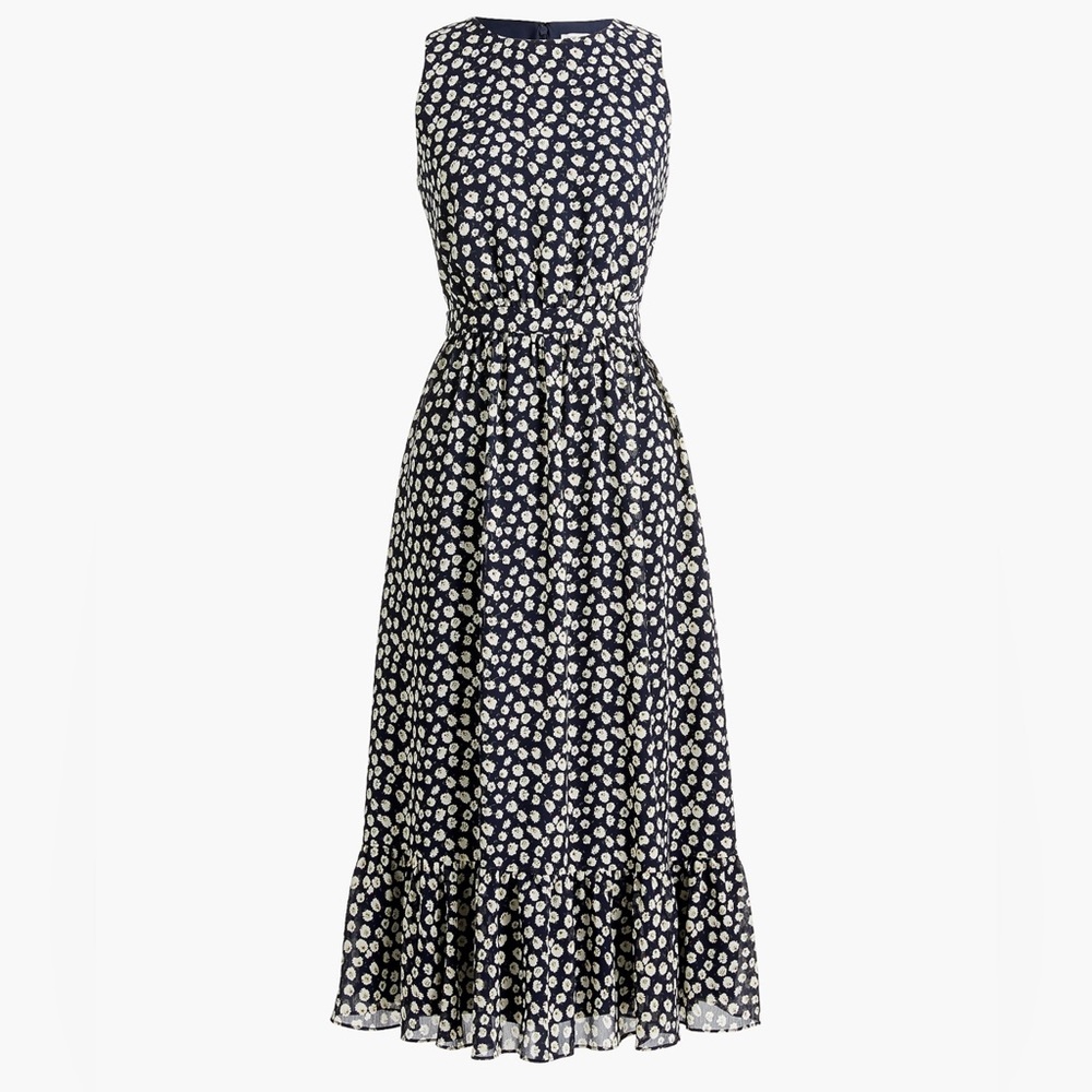 J Crew Factory Floral Navy and White Women's Dress 4